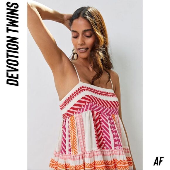 ANTHROPOLOGIE BY DEVOTION TWINS EMBROIDERED MINI DRESS NEW LARGE - Picture 8 of 9